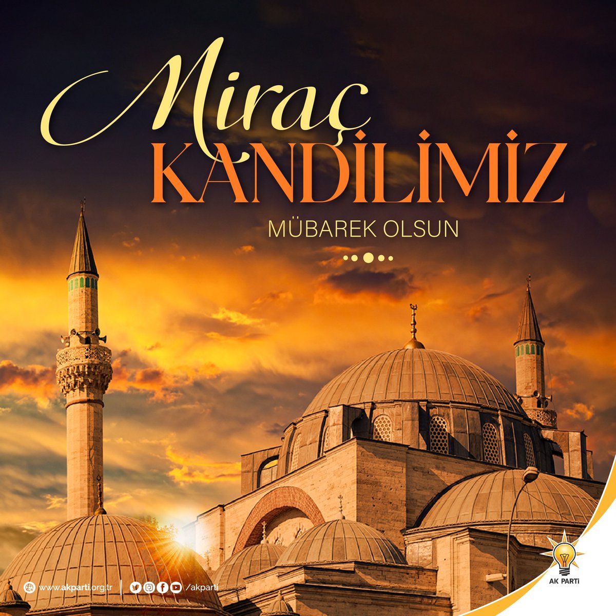Miraç Kandili’nin, İslam alemi ve aziz milletimiz için hayırlara vesile olmasını temenni ediyorum. Bu mübarek gecenin; insanlığa rahmet, yeryüzüne barış ve huzur getirmesini yüce Rabbimden diliyorum. Duaların kabul bulduğu bu kutlu zamanın, gönüllere sekînet, hayatlarımıza