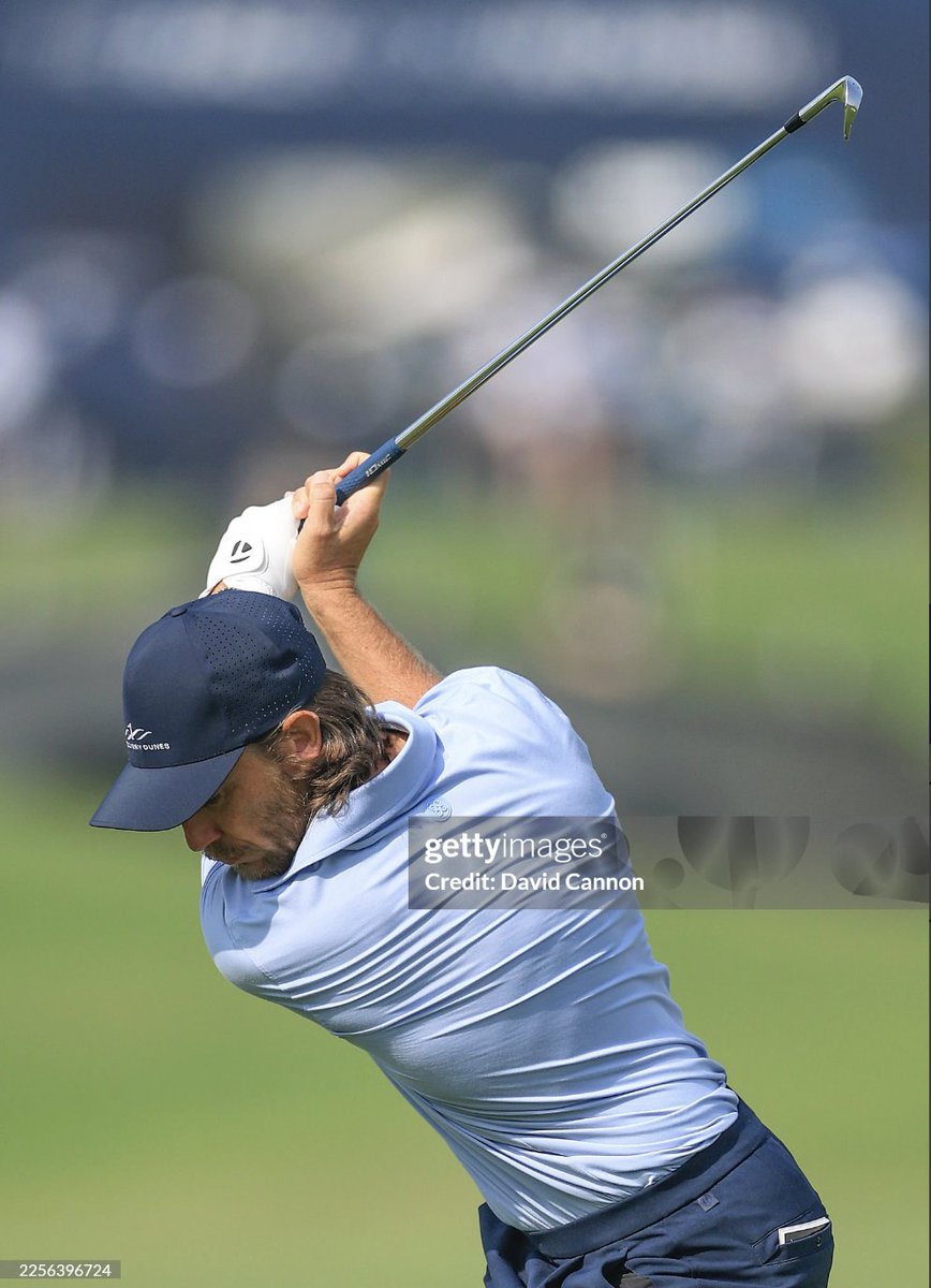 bradgalriri's tweet image. Update: I was right! G/FORE top for Tommy's first round in Dubai, paired with Lululemon trousers.