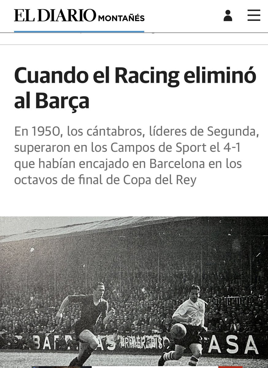 A nuestro <a href="/realracingclub/">Real Racing Club</a> no le hacía falta este partido para reivindicarse. Nuestra historia de 113 años es un legado que llevamos con orgullo. Equipo histórico, fundador de la liga, recibimos al <a href="/FCBarcelona_es/">FC Barcelona</a> como muchas veces antes lo hicimos. Aupa Racing! #RacingBarca