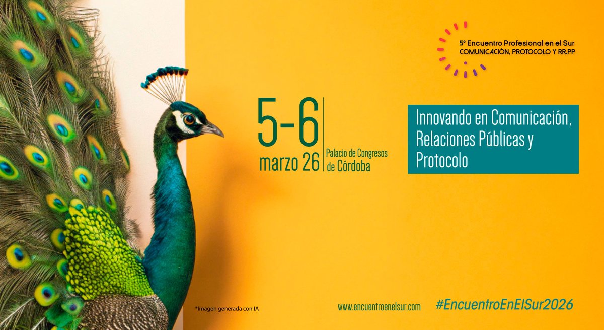 La AEP colabora en el V Encuentro Profesional en el Sur
📍 Córdoba | 📅 5 y 6 de marzo de 2026 de la <a href="/ACRP_Cordoba/">🔴 ACRP Córdoba • 5° Encuentro en el Sur 🔴</a> 
👉 Innovando en Comunicación, Relaciones Públicas y Protocolo
🎟️ Tarifa especial para socios AEP
⏰ Inscripción con descuento hasta hoy
aeprotocolo.org/la-aep-colabor…