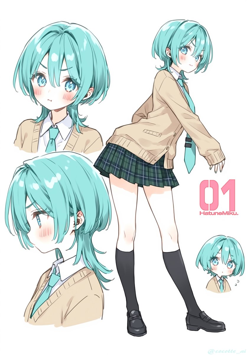 cocotte_ai's tweet image. #初音ミク　ウルフカットミクさん
学生服バージョン…