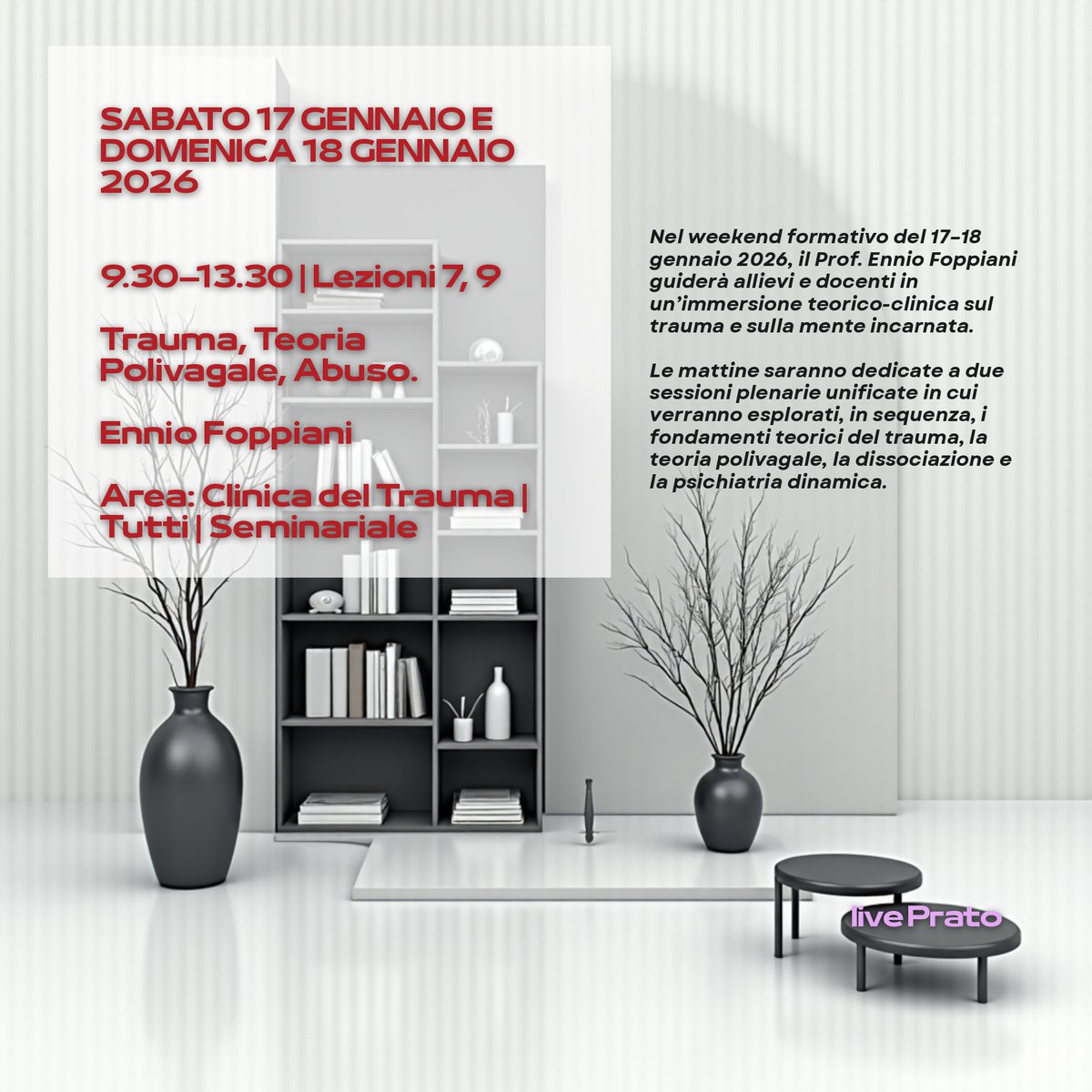 #ScuolaPsicoterapiaErichFromm oggi e domani 9:30-13:30 Trauma, Teoria Polivagale, Abuso, Ennio Foppiani (Clinica del Trauma)