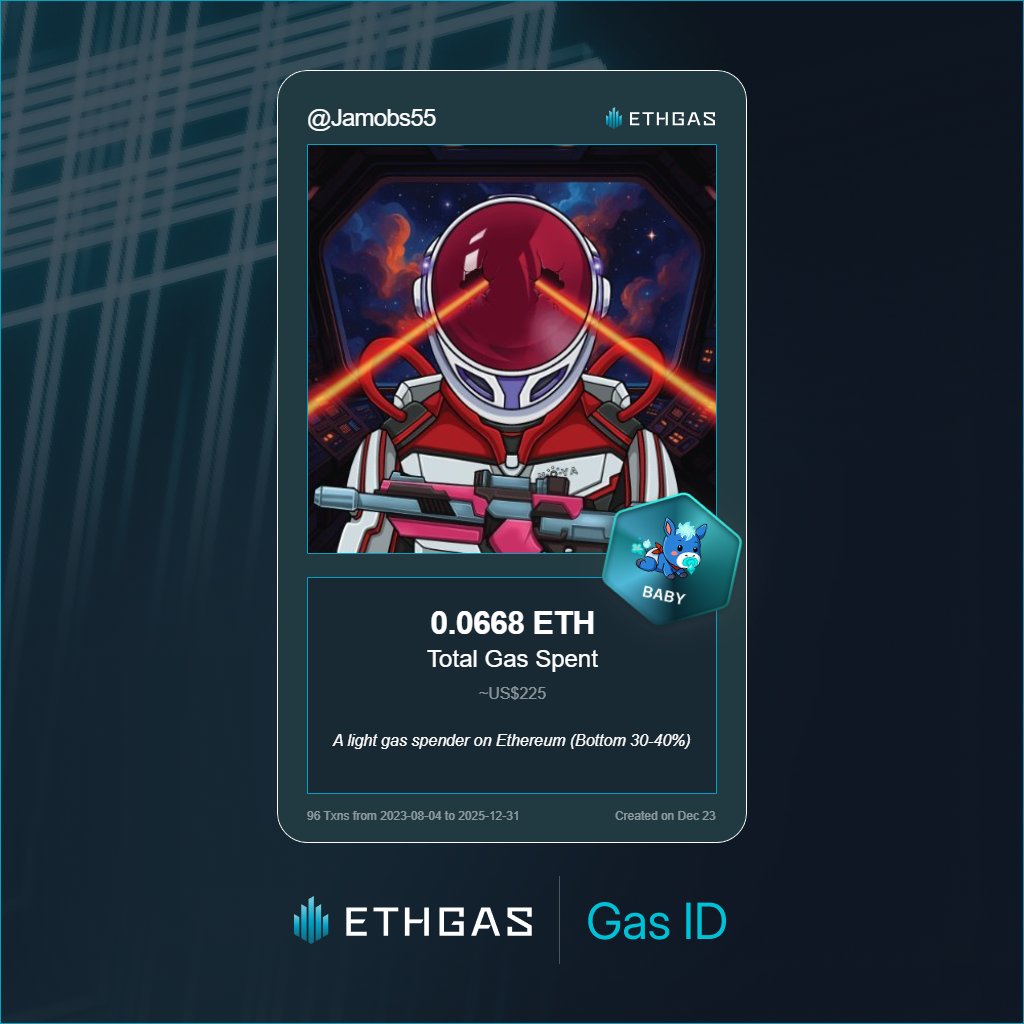 Jamobs55's tweet image. Discovered my Gas ID via ETHGas - turning my gas spend into rewards 🫘

As a Baby Jack, I've spent 0.0668 ETH on gas but earned 16 Beans back.

Get your Gas ID and Beans here: ethgas.com/community/gas-…