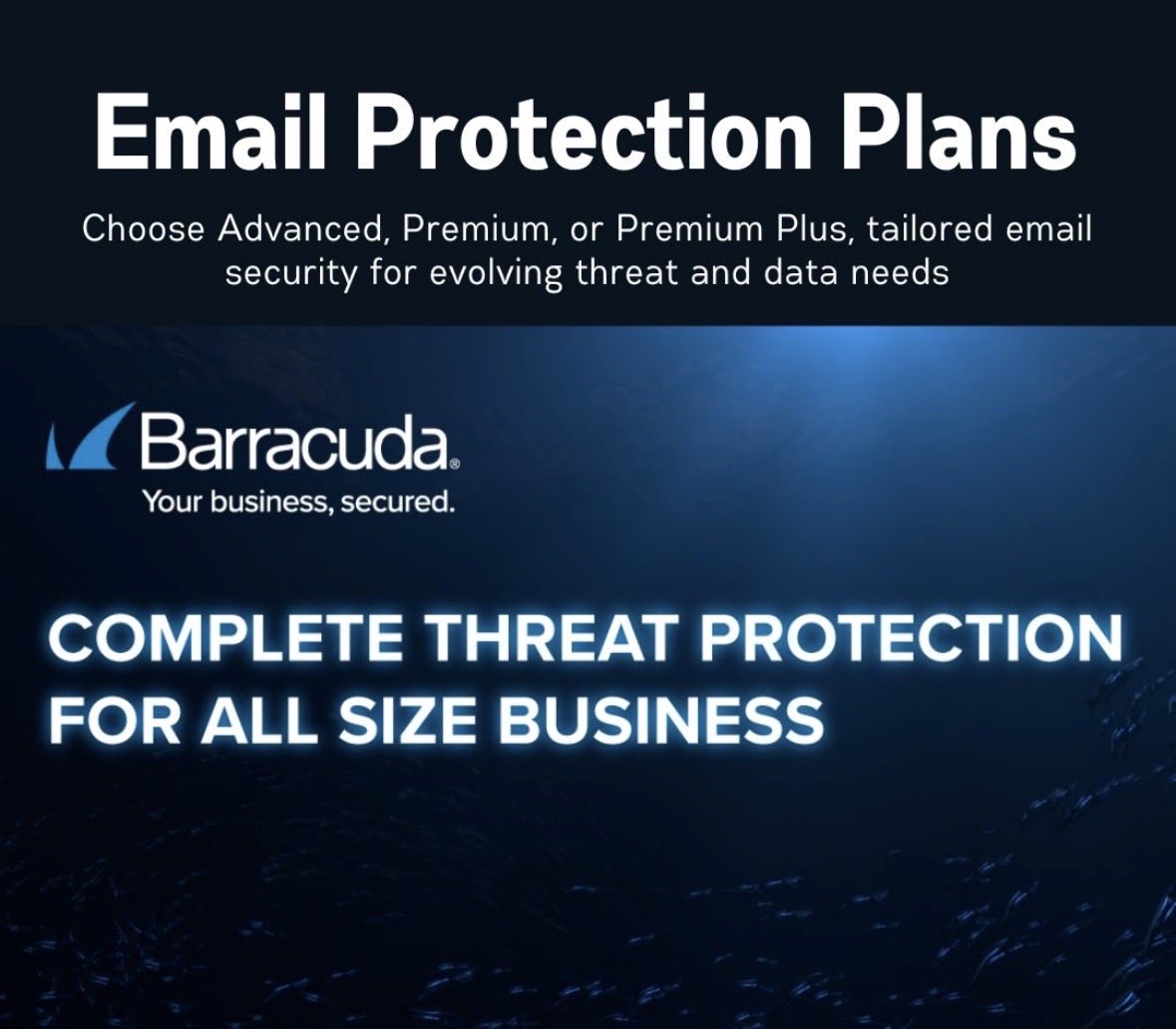 ezygroupco's tweet photo. Not all email security needs are the same. 

So Barracuda gives you a tiered way to protect your inbox and data from core threat defense to identity and compliance enablement. https://t.co/jaB1t00X4o