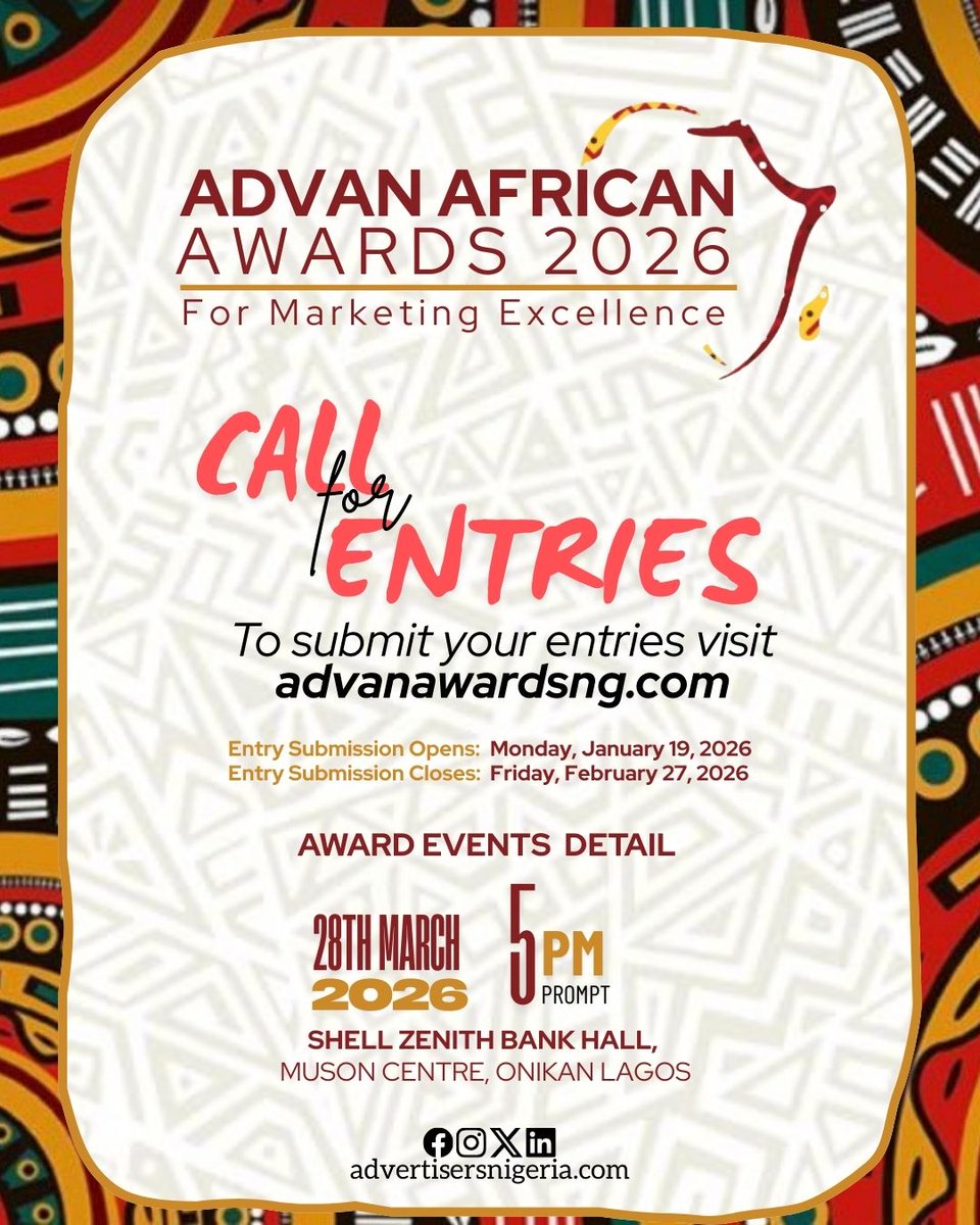 ADVANSEC's tweet photo. Call for Entries
ADVAN Awards for Marketing Excellence 2026
Entries are now open for the ADVAN Awards for Marketing Excellence 2026.
Event Date: March 28, 2026
Entry Period: Mon, Jan 19 – Fri, Feb 27, 2026
Showcase your brand’s outstanding marketing achievements. https://t.co/7UOBF0UU8A