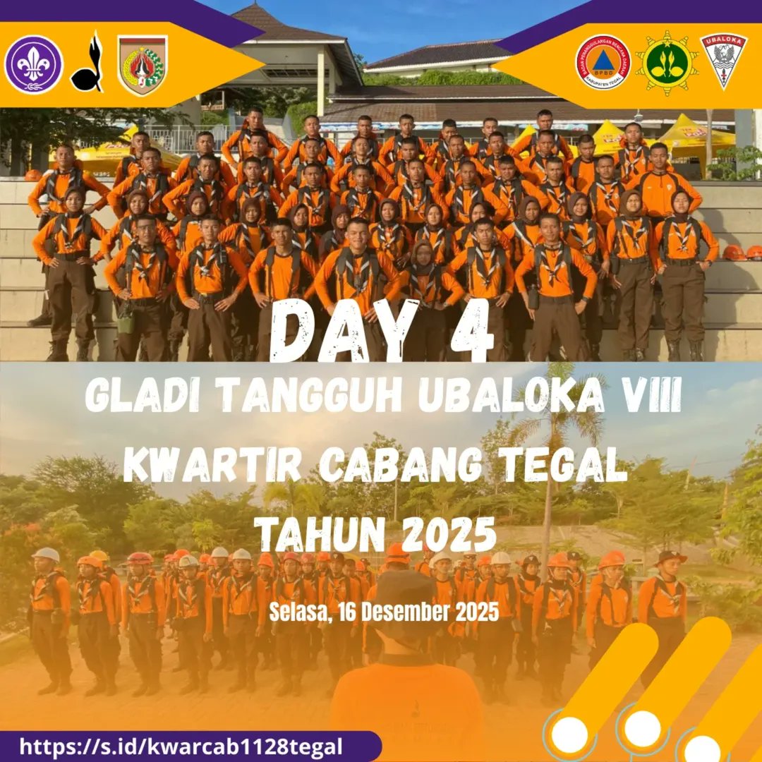 kwarcabtegal's tweet photo. Day 4 Gladi Tangguh Ubaloka VIII Kwarcab Tegal Tahun 2025 (16/12) 

#pramukakeren #pramukajateng
#ubaloka https://t.co/kbXoaqI8gx