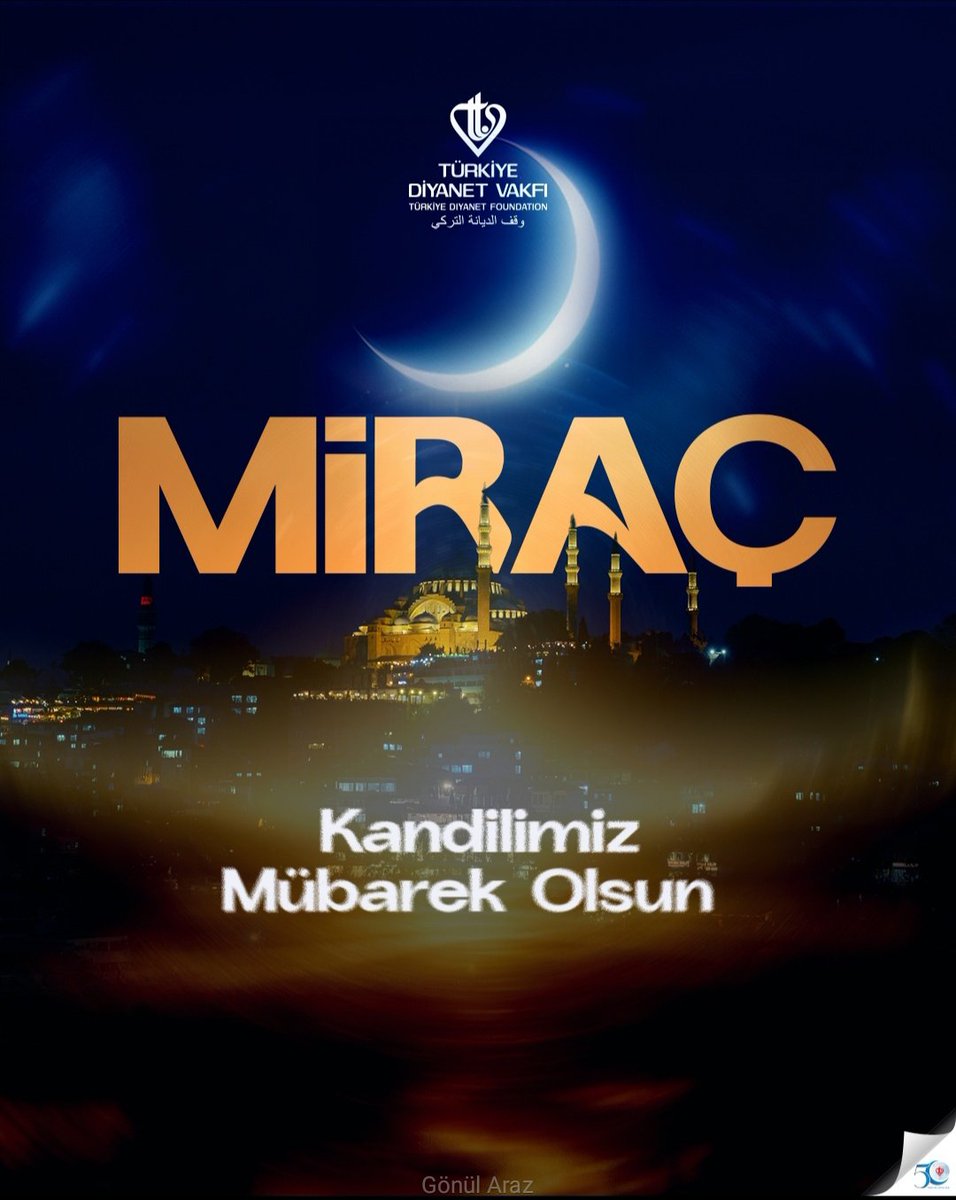 Milletimizin ve İslam âleminin Miraç Gecesi mübarek olsun.

Bu mübarek gecenin, tüm Müslümanların birlik ve kardeşliğini güçlendirmesini; insanlığa barış, sağlık, huzur ve hidayet vesilesi olmasını Yüce Rabbimizden niyaz ederiz. 
 #MiraçKandili'miz Mübarek Olsun!