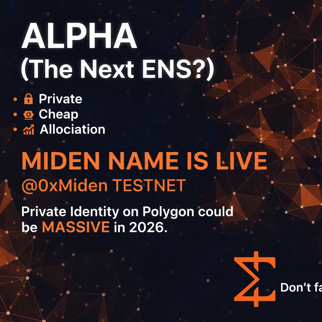 Domains were the best asymmetric bet last cycle. $ENS paid. Private names  on Polygon are the next leg. .miden is low cost, high convexity. Great R/R.  DYOR