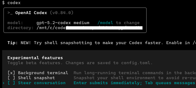 simoncveracity's tweet image. Spotted! Steer a conversation whist the model runs in Codex with new experimental setting...  #codex 👀