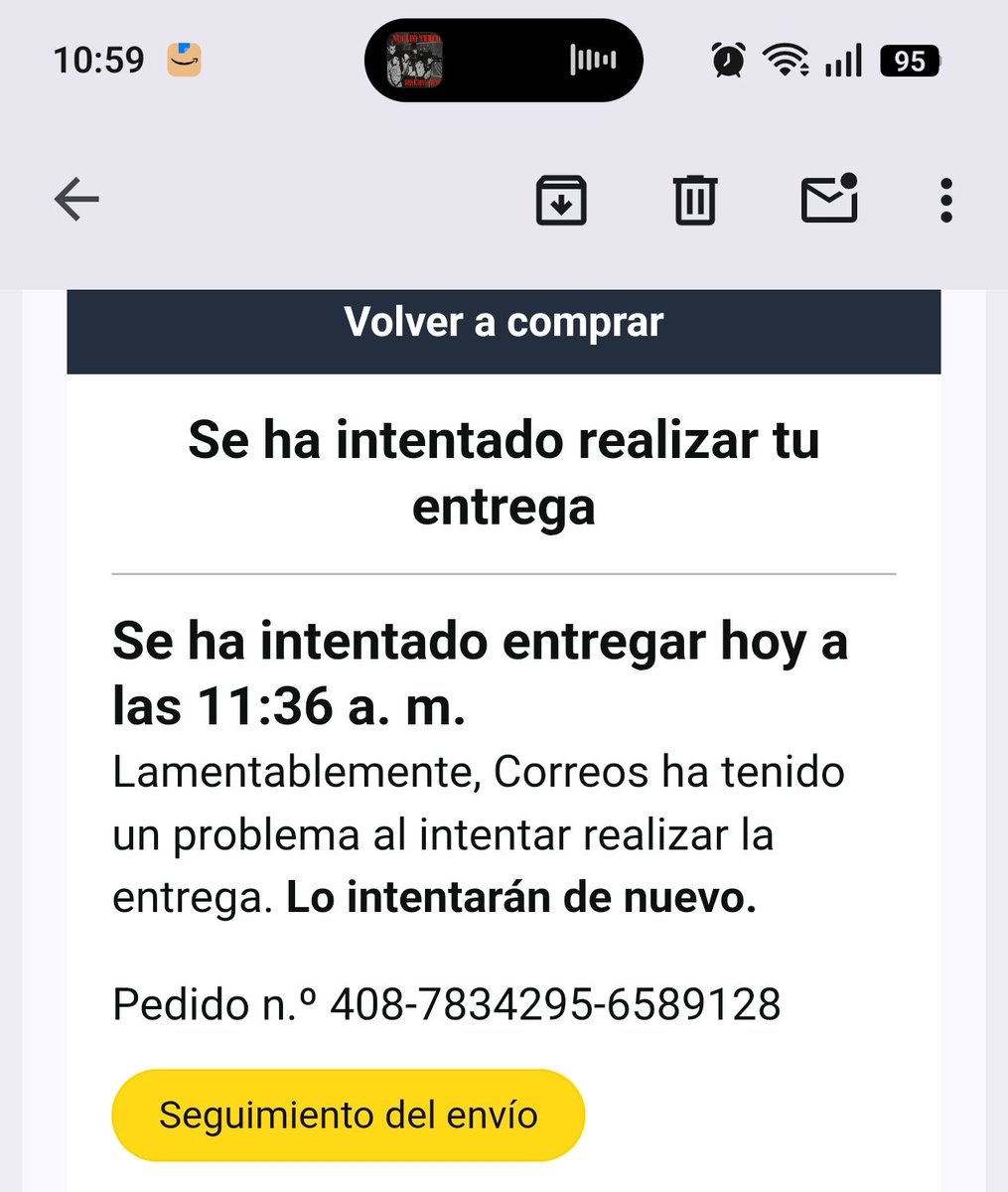 AZV09007's tweet image. Oye @Correos

¿Cómo se come que hayáis intentado hacer una entrega a las 11.36 si son las 10.59 y además estoy en mi domicilio?