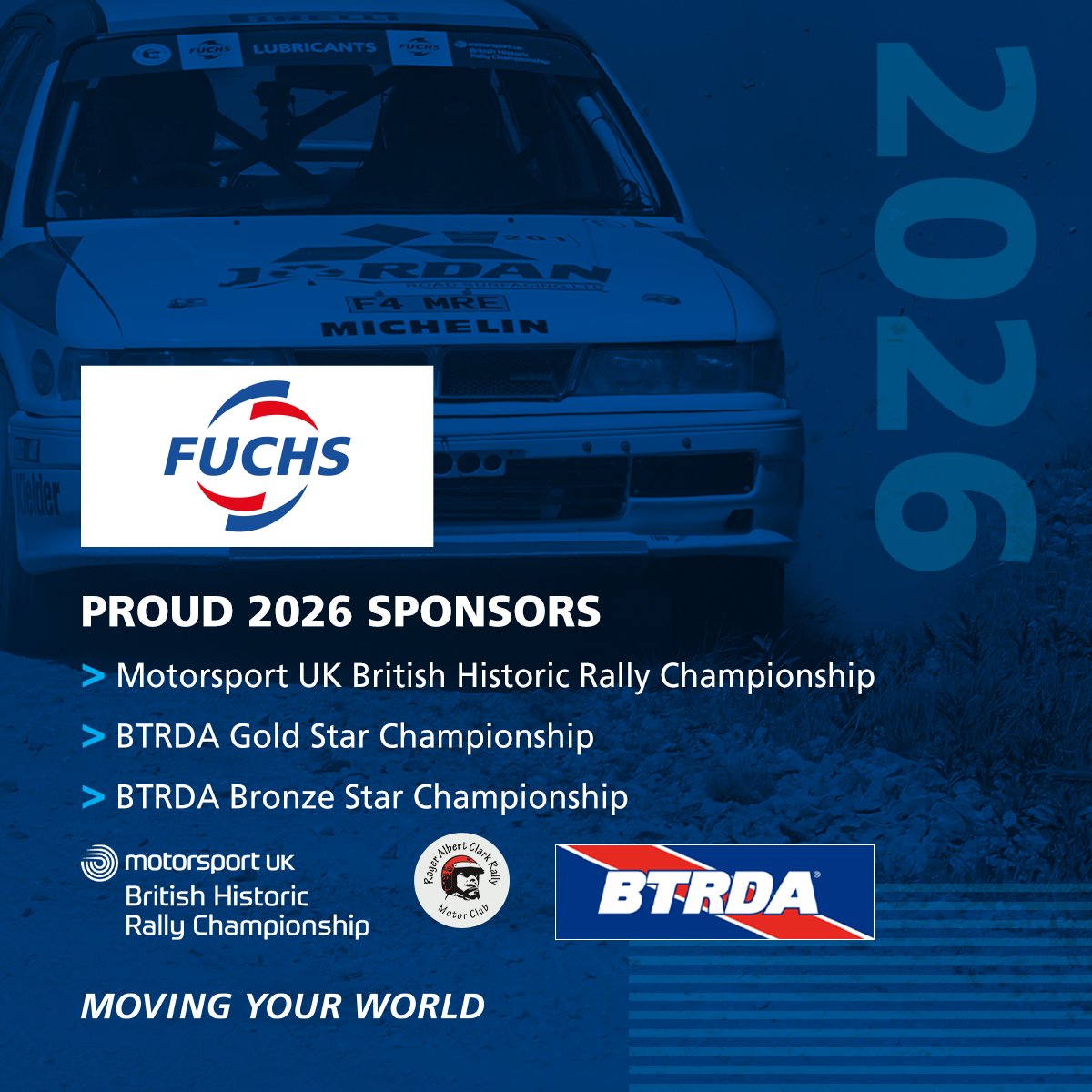 FUCHSLube_UK's tweet image. FUCHS UK is proud to continue its strong support of UK rallying in 2026, extending sponsorships of @ourmotorsportuk @OfficialBHRC and @BTRDA_Rally Gold &amp;amp; Bronze Star Championships. 🏁
 
Read more here ➡️ ow.ly/eiKS50XWBR0
 
#FUCHSUK #MovingYourWorld #BHRC #BTRDA #UKRallying