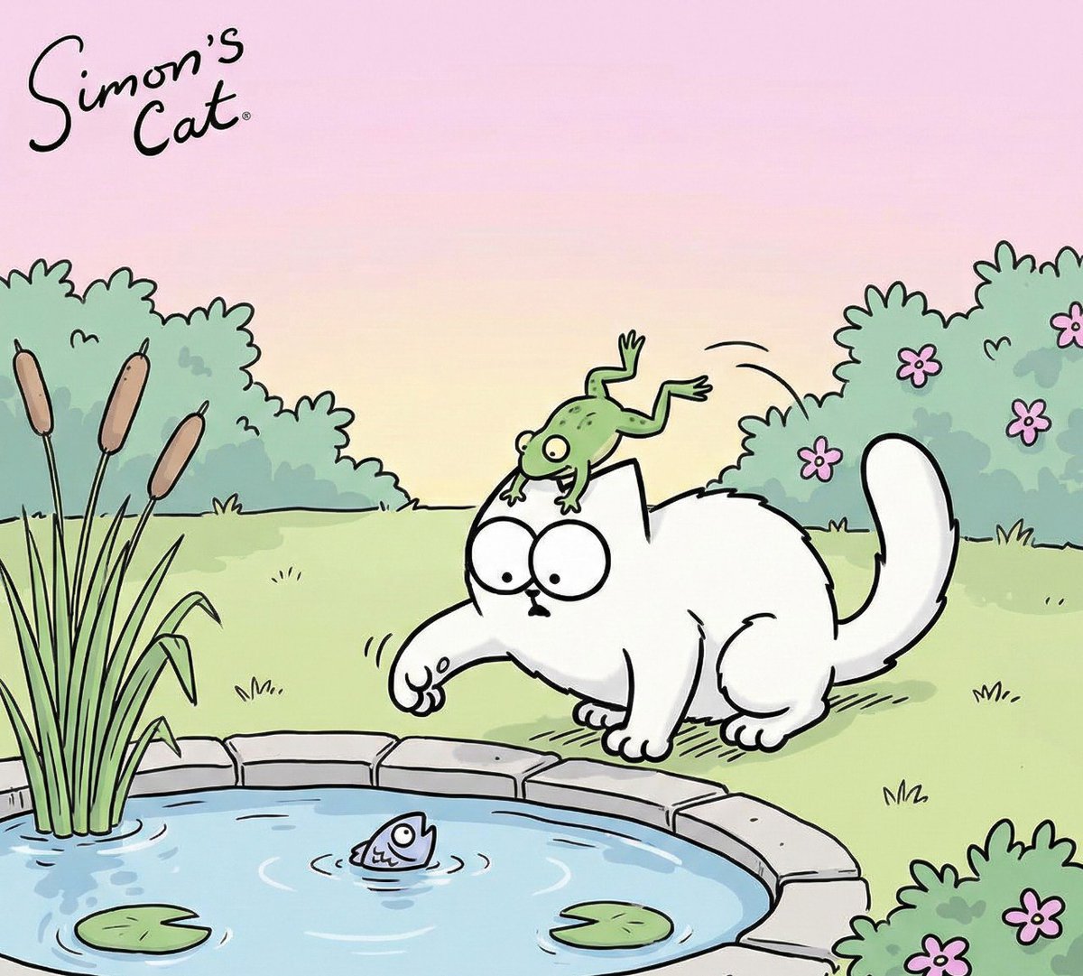 SimonsCatMeme's tweet image. The early cat catches the fish 😼