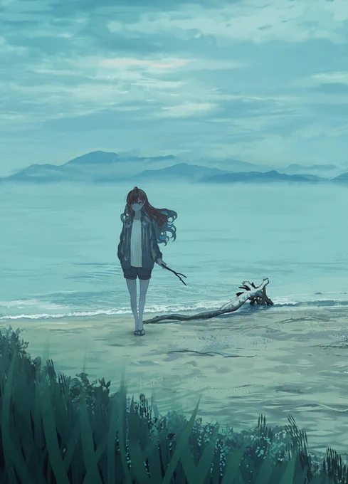 一ノ瀬と海いっぱい描いてる