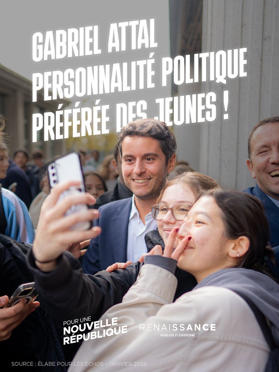 Renaissance's tweet image. 🤜🤛 Vrais reconnaissent vrais.

Parce qu’il se bat chaque jour pour leur réussite, pour leur protection et pour éradiquer le harcèlement à l'École, Gabriel Attal est la personnalité politique préférée des jeunes.

Rejoignez-nous pour bâtir un projet d'espoir et d'avenir pour les…