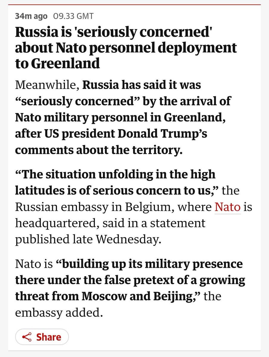 Greenland is shaping up to be another masterclass in self-fulfilling prophecy and stunningly incompetent Western foreign policy.

That's the sequence:

1) Trump says he wants to annex it because otherwise "Russia or China will take over Greenland", which is entirely bullshit (see