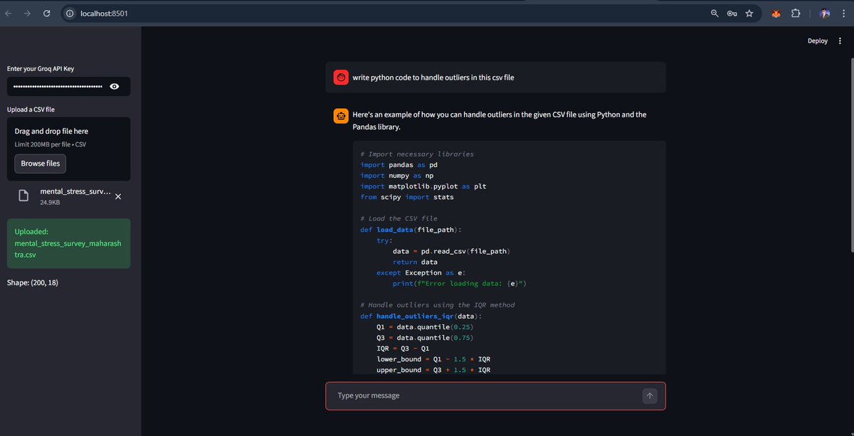 codewithmilind's tweet image. Day 2 🚀

Built the basic version of my product today.

✔️ Simple AI chat
✔️ CSV upload
✔️ Early data interaction
Not perfect.
Not fancy.
But shipped ✅
6-month challenge continues.
Building in public, improving daily.

#buildinpublic #startup #ai #datascience #day2