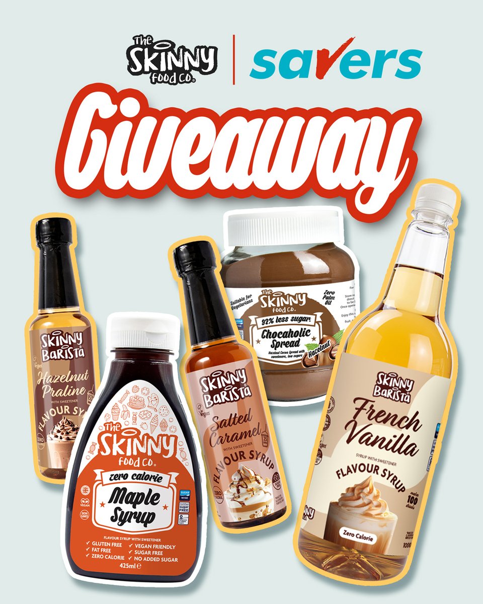 🛒✨ GIVEAWAY ✨🛒

We're giving you a chance to #WIN a bundle of Skinny Food Co! 😍

To enter simply RT &amp; FOLLOW <a href="/SaversHB/">Savers</a> 

Ends 21/01/2026. T&amp;C’s apply. – buff.ly/2zvNEki

#ukcompetition #giveaway #giveawayuk #savers #skinnyfood