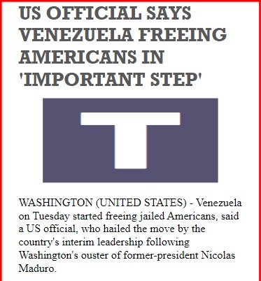 INPrimeMinister's tweet image. US OFFICIAL SAYS VENEZUELA FREEING AMERICANS IN 'IMPORTANT STEP'

Link: theindiansubcontinent.com/531700 | News: WASHINGTON 

#venezuela #americans #important #breakingnews #INS

Follow us