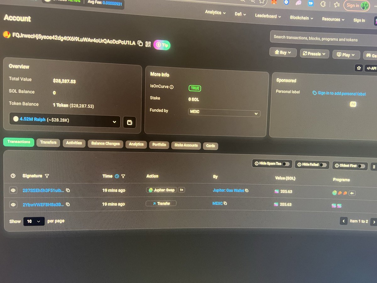 BREAKING CURRENT ALPHA:

Fresh funded <a href="/MEXC_Official/">MEXC</a> <a href="/MEXC_Listings/">MEXC_Listings</a> 205 SOL $16k $RALPH buy just after <a href="/GeoffreyHuntley/">geoff</a> open letter to the community stating “venture capitalist chasing him left right and centre for meetings

This will be <a href="/BagsApp/">BAGS</a> flagship token combined with