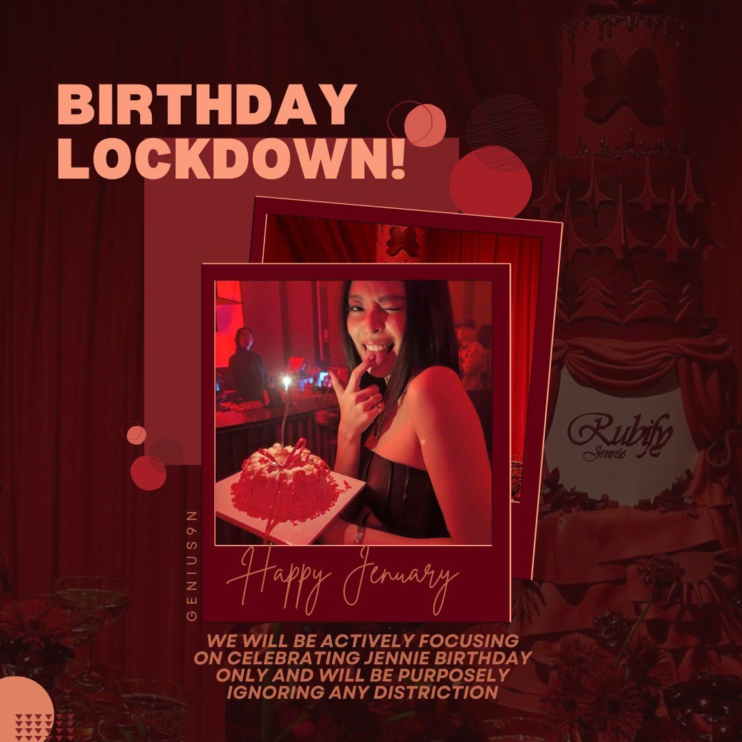 GENIUS9N's tweet image. JENNIE BIRTHDAY LOCKDOWN 

Jennie birthday lockdown is officially in effect, no fanwars, no distractions, we will be only focused on celebrating her day and streaming &amp;amp; voting.