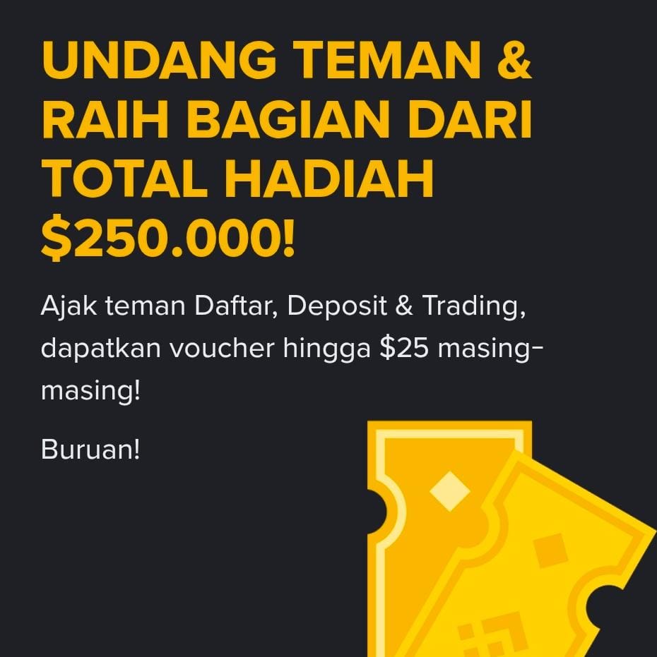 𝐁𝐈𝐍𝐄𝐍 𝐄𝐕𝐄𝐍𝐓 𝐍𝐄𝐖 𝐌𝐄𝐌𝐁𝐄𝐑

𝐑𝐄𝐖𝐀𝐑𝐃🎁: 𝟐$-𝟐𝟓$ Berupa $EDEN VOUCHER TOKEN

- Daftar lewat link bmwweb.biz/referral/myste…
- Verif Identitas (kyc)
- Deposit 21$
- Trade Spot
- Klaim hadiah , reward masuk 2x 24jam