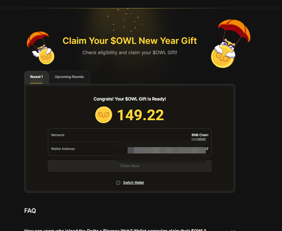 claim.owlto.finance
今天刚上线的 $OWL 可以查询自己空投额度了，只能说搞了好几年拉了一坨大的。跨链桥叙事没有什么吸引力了。大家可以去查下自己的，19：00可以领取。