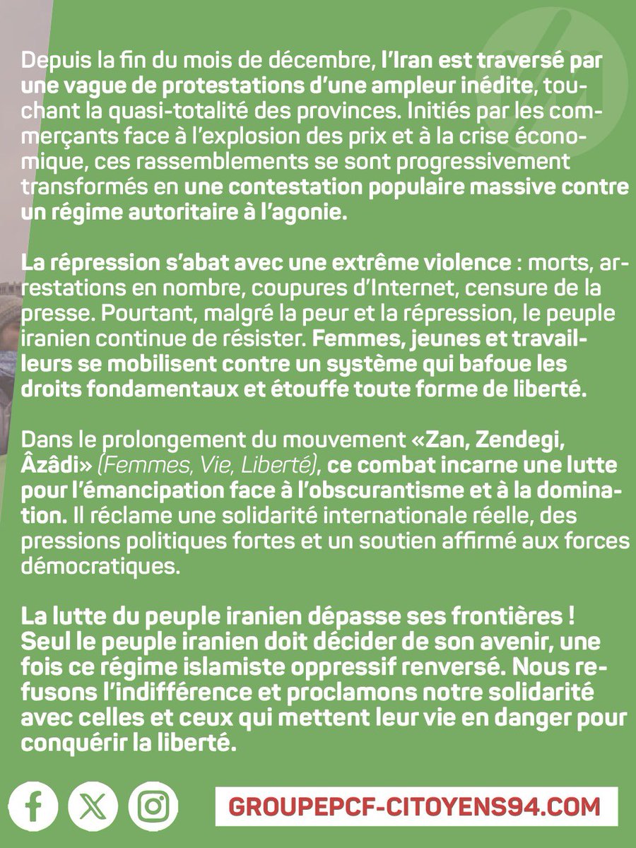 VDMencommunPCF's tweet image. ✊🏻Solidarité avec le peuple iranien !