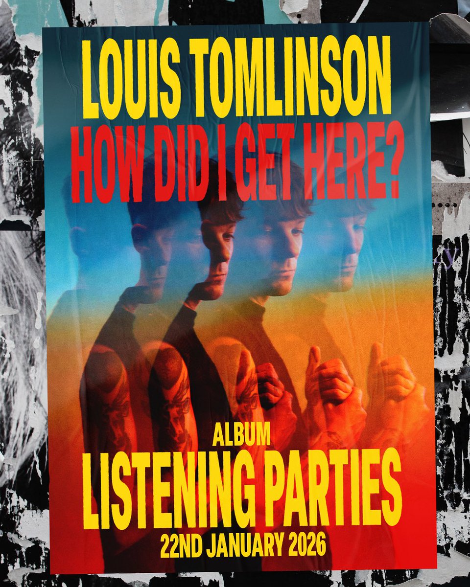 LTHQOfficial's tweet image. Announcing the How Did I Get Here? album listening parties on 22nd January. Follow the link for further information on timings and a location near you louis-tomlinson.com