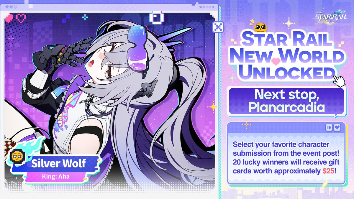 VirtualFox00's tweet image. Astral Express's next destination🚂✨
#Planarcadia My favorite character is

     ＿人人人人＿
＞　Silver Wolf　＜
      ￣Y^Y^Y^Y￣

#HSRNewWorldUnlocked
Are you ready to become Aha? 🔥🕺