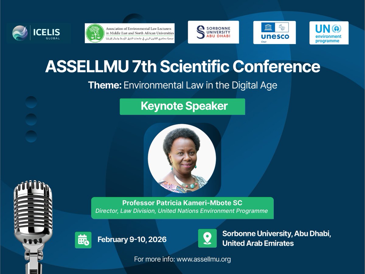 icelisglobal's tweet image. We are happy to announce the Director, Law Division, @UNEP, Professor @PatriciaMbote1 as the Keynote Speaker for the 7th Association of Environmental Law Lecturers in Middle East and North African Universities (@ASSELLMU) Scientific Conference.

Professor Patricia Kameri-Mbote…