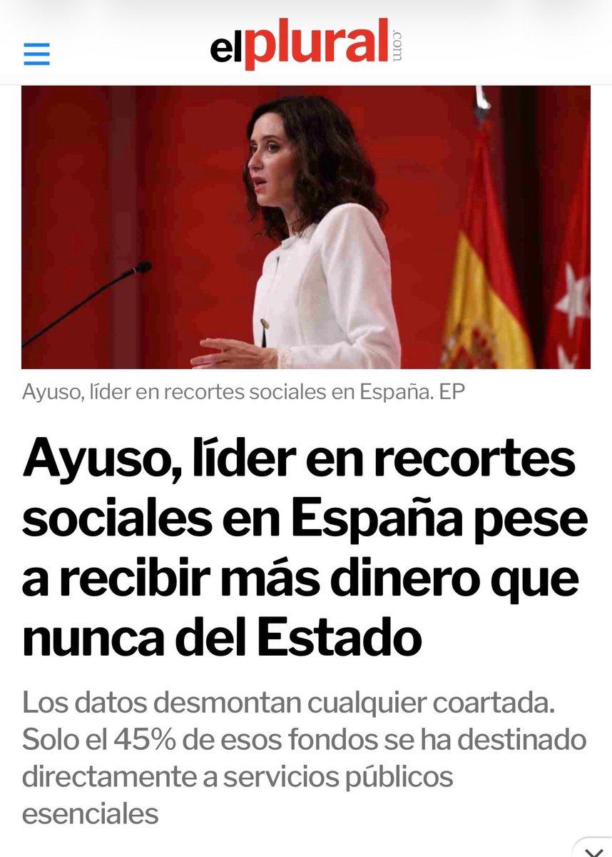 ‼️ Tú haciendo cuentas para pagar el alquiler. Ayuso regalando 5.000 millones en rebajas fiscales a grandes fortunas.

Mientras, Madrid tiene la menor ratio de médicos de familia de toda España.

Sus prioridades no son las de Madrid.
elplural.com/opinion/ayuso-…