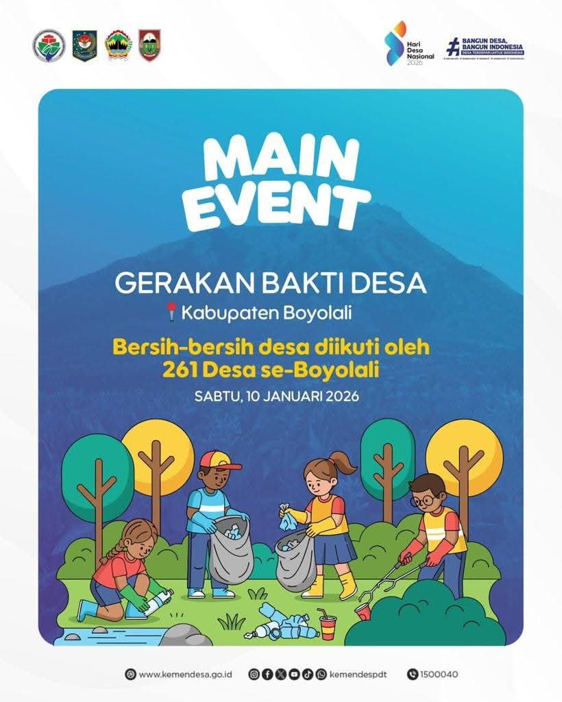 SEMARAK HDN 2026;
Dari desa, gotong royong terus hidup dan menguatkan bangsa
<a href="/prabowo/">Prabowo Subianto</a>
<a href="/gibran_tweet/">Gibran Rakabuming</a>
<a href="/YandriSusanto/">Yandri Susanto</a>
<a href="/ArizaPatria/">Ariza Patria</a>
<a href="/kemendespdt/">#BangunDesaBangunIndonesia</a>
<a href="/bpsdmkemendesa/">Bpsdm Kemendesa</a>
<a href="/dpmdjatim/">DPMD JAWA TIMUR</a>
#HariDesaNasional2026
#BangunDesaBangunIndonesia
#DesaTerdepanUntukIndonesia
#BhaktiPendampingDesa
#TPPJawaTimur