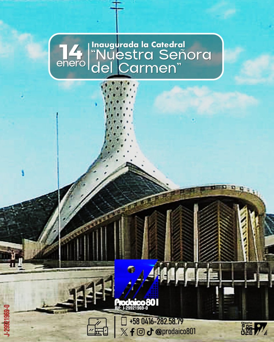 prodaico801's tweet photo. #14Ene La Catedral de "Nuestra Señora del Carmen" (Metropolitana) de Barquisimeto, es un ícono arquitectónico moderno, fue diseñada por el arquitecto Jahn Bergkamp y famosa por su forma vanguardista de hipérboloide, representando un hito de la ingeniería.

@viloria801
@prococlam https://t.co/SsPqpbg7K3