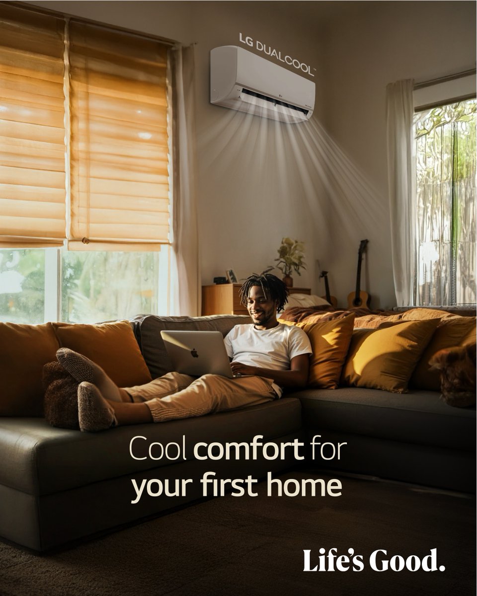 LGAfrica1's tweet photo. Step into your new space feeling calm and comfortable with the LG Dual Cool Air Conditioner. 😍 

Learn more: https://t.co/IIxx0ylv67

#LGDualcoolAc #LGAirConditioner #LifesGood #SmartCooling https://t.co/nII9Fio6JY