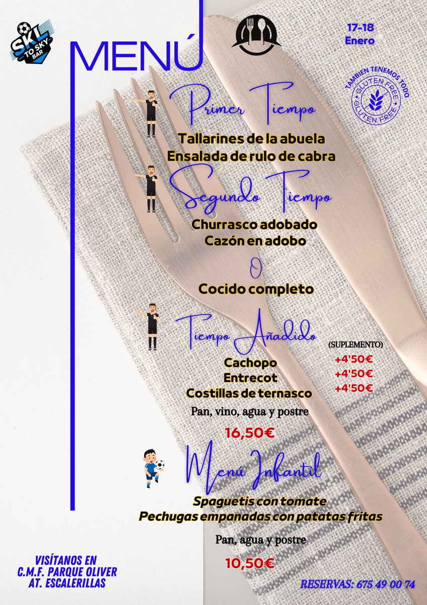 Menú del bar #SkltoSky de nuestro Club para este próximo fin de semana.
Todo rico rico 😋😋