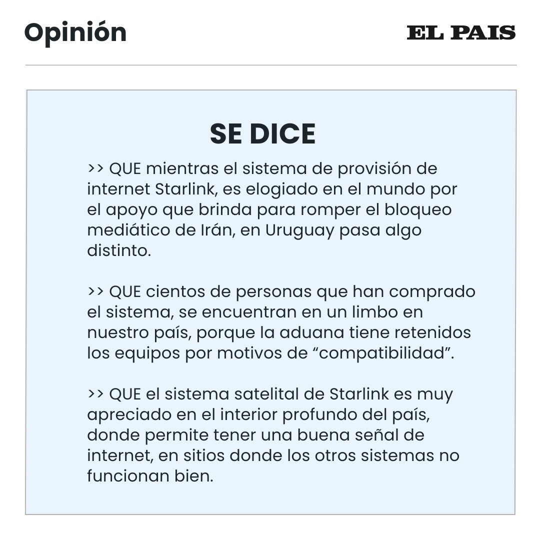 Mientras el sistema de provisión de internet Starlink, es elogiado en el mundo por el apoyo que brinda para romper el bloqueo mediático de Irán, en Uruguay pasa algo distinto.