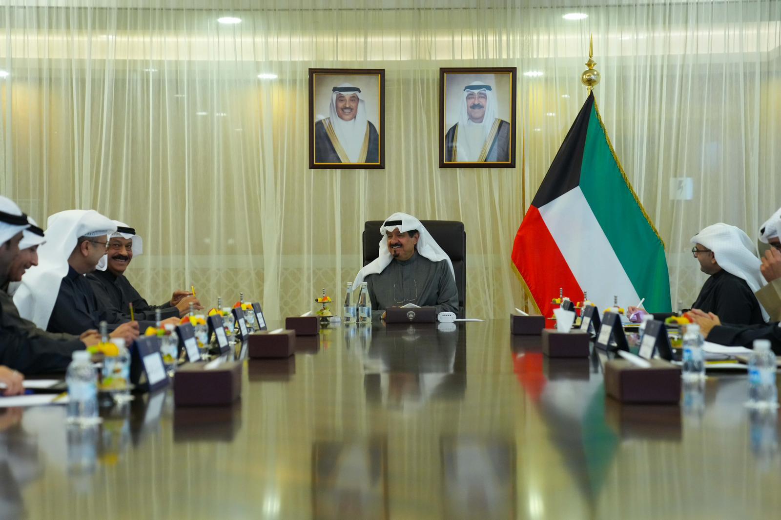 سمو الشيخ أحمد عبدالله الأحمد الصباح رئيس مجلس الوزراء يترأس الاجتماع الـ43 للجنة الوزارية لمتابعة تنفيذ المشاريع التنموية الكبرى - سموه وجه إلى تسريع وتيرة الإنجاز وذلك في إطار التوجيهات السامية لحضرة صاحب السمو أمير البلاد الشيخ مشعل الأحمد الجابر الصباح - أشار إلى قرب انتهاء الدراسات الفنية المتعلقة بمشروع محطة معالجة مياه الصرف الصحي في منطقة كبد الشمالية الجديدة 