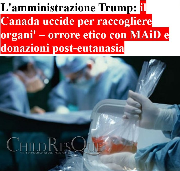 ChildQ53934's tweet photo. #ChildResQue 🌍🇨🇦
⚡️ EUTANASIA PER "DONARE" ORGANI!?
Jim O’Neill (vice segretario HHS sotto Trump) denuncia: il Canada è diventato leader mondiale nelle donazioni da deceduti grazie al MAiD (assistenza medica al suicidio), il programma di eutanasia...
https://t.co/WgjmVeWjaf https://t.co/mg2oL8ZDLR