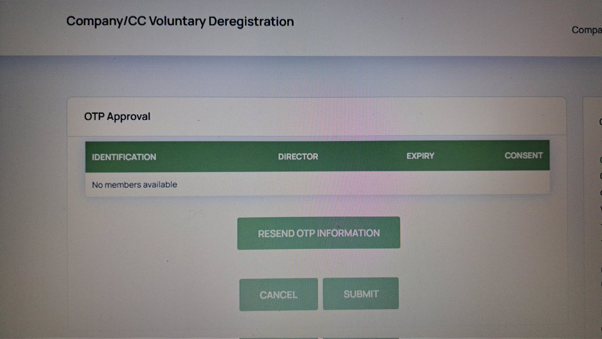 K_kaKhathi's tweet photo. @theCIPC @theCIPC can you please assist, system doesn't list members / directors for OTP purposes , whereas directors are still active. Pls see pic https://t.co/9pjnYraVVA
