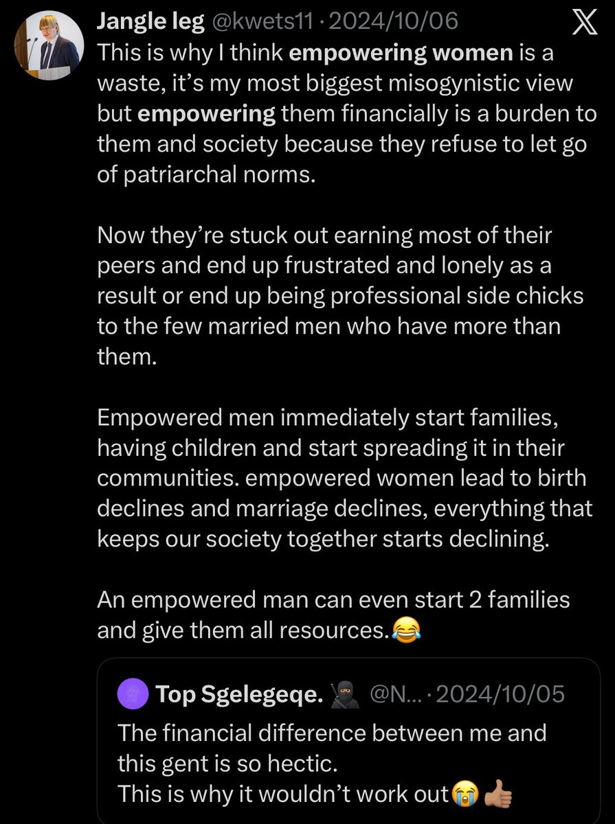 kwets11's tweet image. AGAIN I REPEAT empowering women was a waste.😭👍🏾