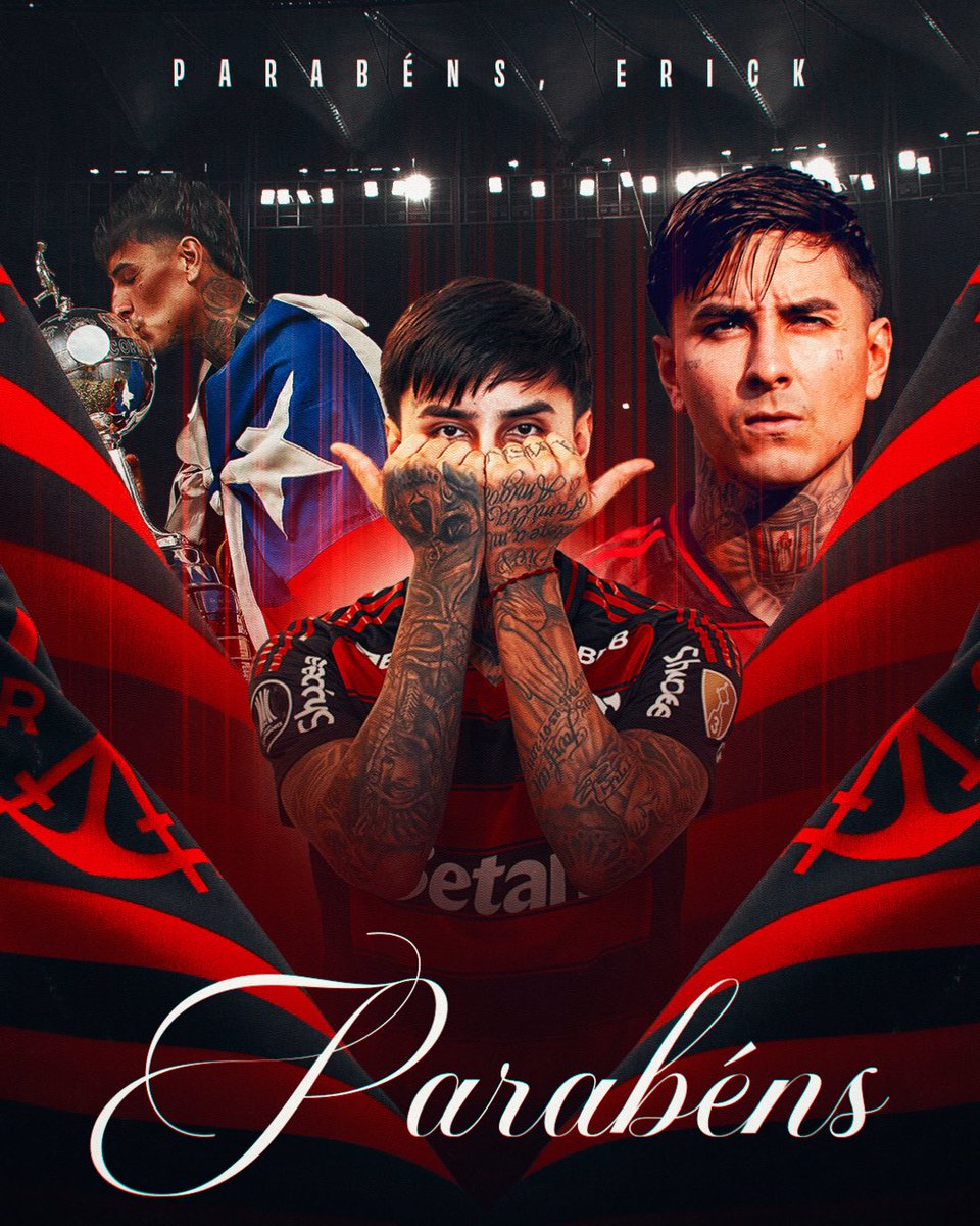 Flamengo's tweet image. É dia de celebrar a vida de um dos pilares do time que foi campeão da P*%&amp;amp;@ toda em 2025. Nosso volante Erick está fazendo #aniversário!
Com o Manto, ele já ganhou dez títulos. Vamos por mais!
Parabéns e SRN!