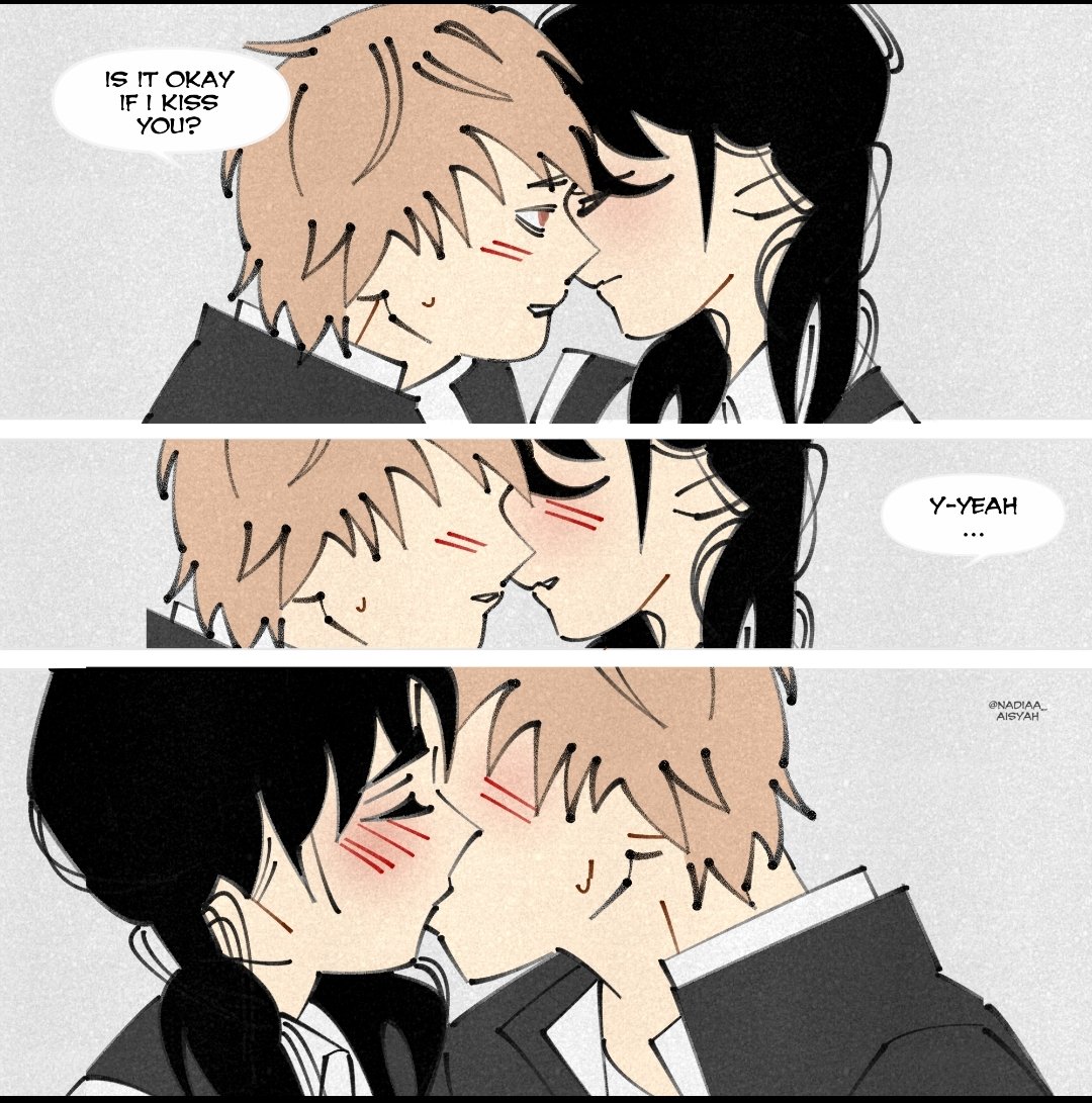 nadiaa_aisyah's tweet image. asaden kiss i think denji should initiate it first