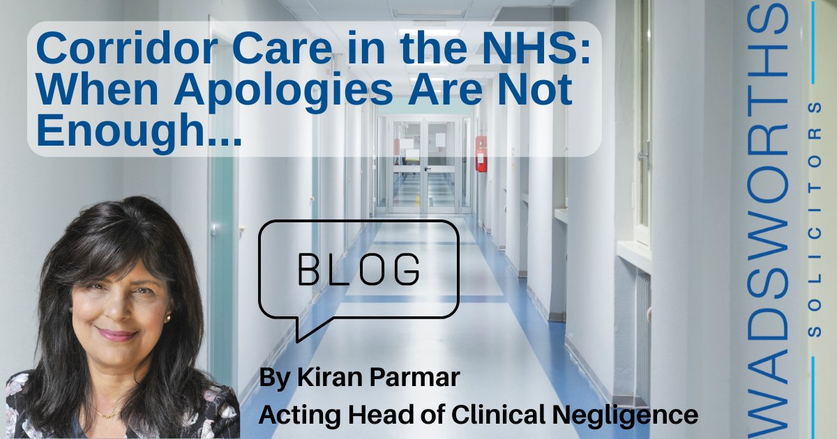 Kiran Parmar, looks at corridor care, patient safety, and why an apology doesn’t always answer the bigger questions.

wadsworthslaw.co.uk/corridor-care-…

#NHSCrisis #PatientSafety #NHSCare #AandE #CorridorCare #ClinicalNegligence #PatientRights