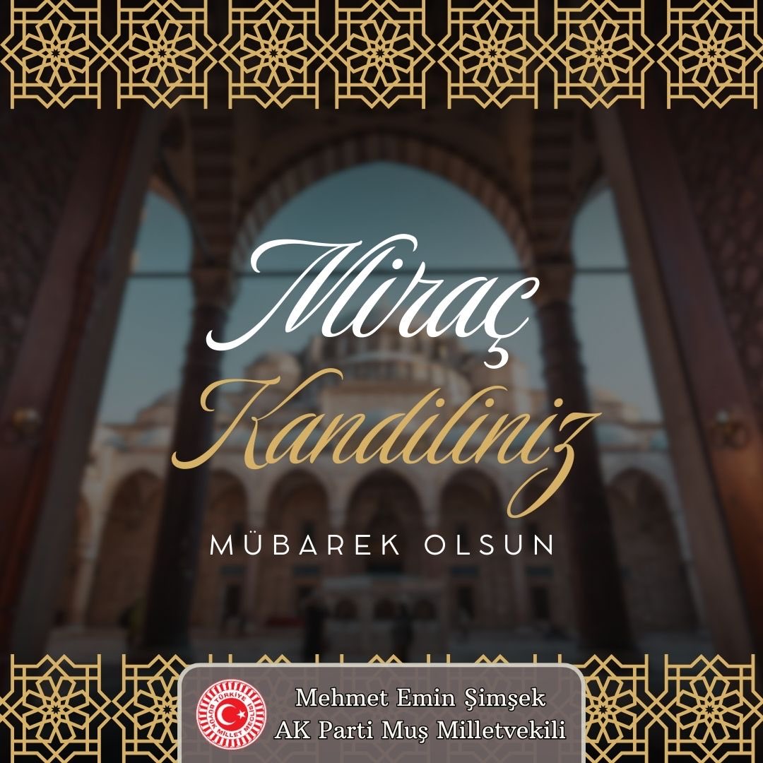 Mübarek #MiraçKandili ‘nin ülkemize, milletimize, tüm islâm alemine ve dünyamıza sağlık, esenlik ve hayırlar getirmesini rabbimden niyaz ediyorum.

Miraç Kandili mübarek olsun.