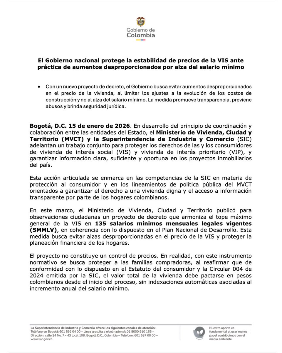 sicsuper's tweet image. Desde la SIC, junto a @Minvivienda protegemos a las familias que compran vivienda VIS y VIP: precios claros en pesos colombianos, sin aumentos injustificados. Transparencia y seguridad jurídica para todos los hogares.