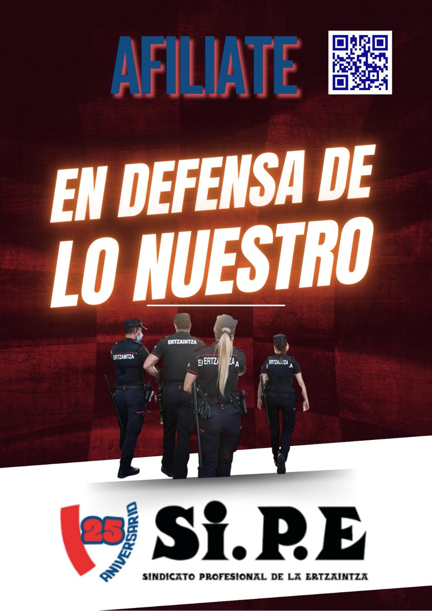 sipertzaintza's tweet image. Defendemos derechos.
Defendemos dignidad profesional.
Defendemos a la Ertzaintza.

Sin complejos.
Sin servidumbres políticas.

#Afíliate #SiPE #SiPEContigo #EnDefensadeloNuestro