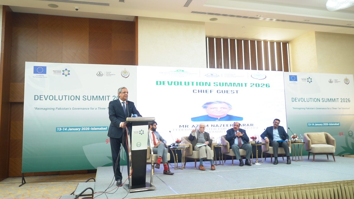 PAPLahore's tweet photo. Devolution Summit 2026 opened in Islamabad under the Punjab Local Government Caucus, bringing stakeholders to advance dialogue on strengthening Pakistan’s three-tier system. 
@AhmadIqbalCh @KamalMQM @AzamNazeerTarar @MianAmerMehmood 
#DevolutionSummit2026 https://t.co/M9OpzU1Bc0