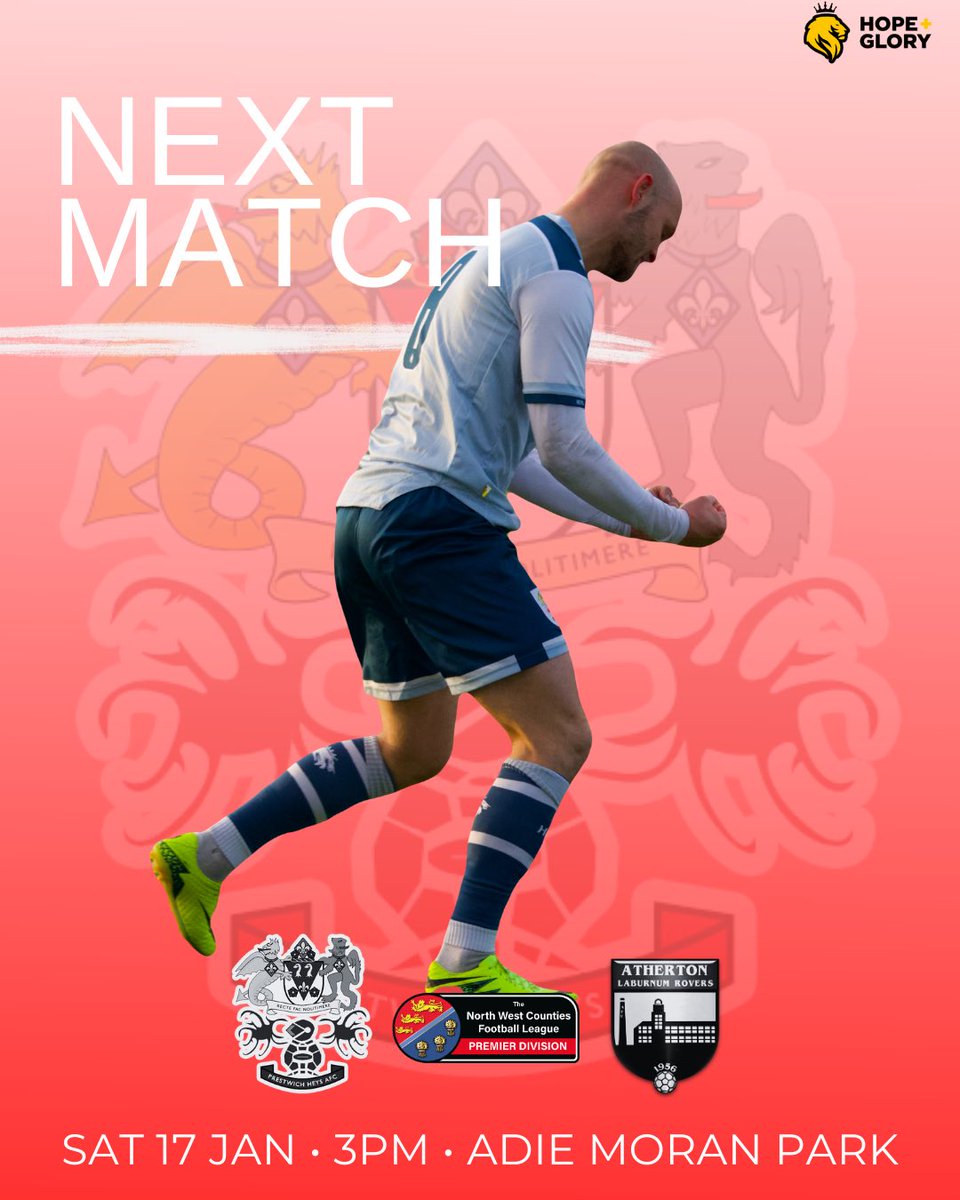 Last nights win put us in the top half of the league! ⚪️🔴

Back to back games against Atherton LR start on Saturday at home.

🆚 <a href="/AthertonLRFC/">Atherton Laburnum Rovers FC</a> 
🏟️ Adie Moran Park
📆 17/01/26
⏰ 3PM
🎟️ Adults £7, Concessions £4, Under 16s FREE
💷 Cash and card accepted

#UpTheHeys