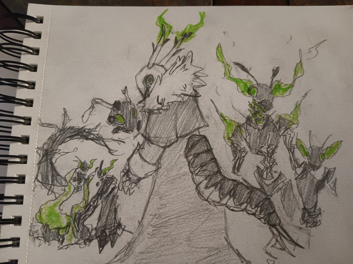 waspixs's tweet photo. Thinking about a necromancer design. Need to work on the undead visuals for bugs; should it be like a ghostly suit of armour, or something else? https://t.co/fadVpQgoQ1