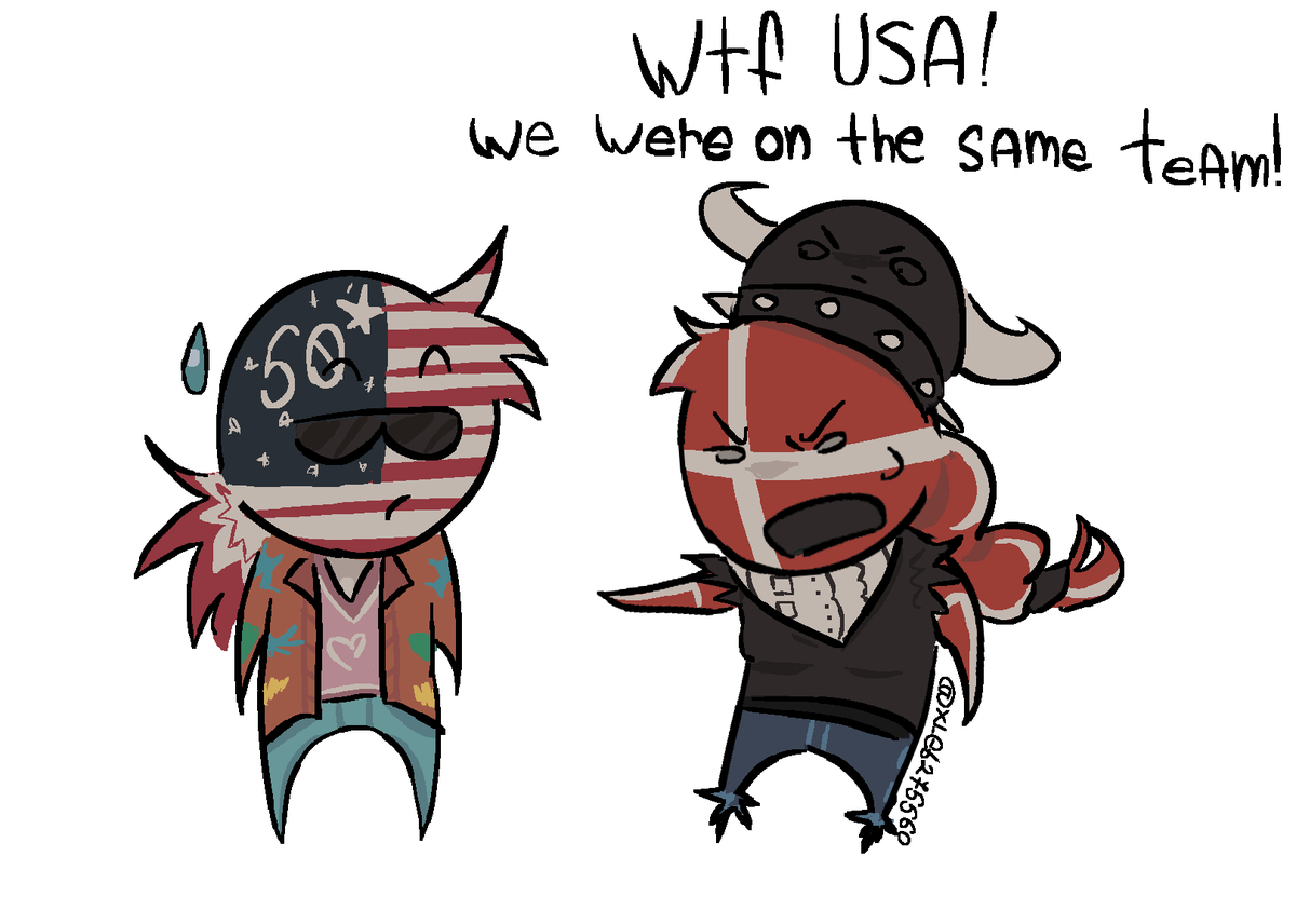 xleb275560's tweet image. Greenland is scared🇺🇸🇬🇱🇩🇰
#CountryHumans #art